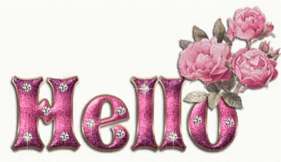 Hello Word With Pink Roses And Diamonds GIF