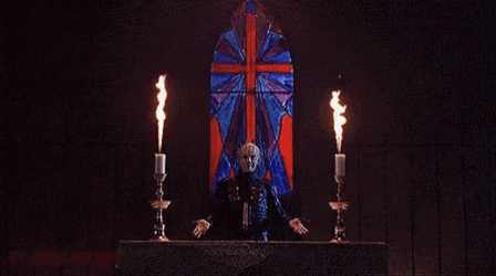 Hellraiser Mocks Jesus GIF