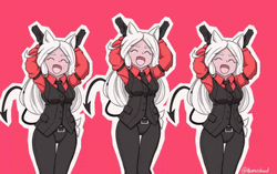 Helltaker Cerberus Swinging Caramelldansen GIF