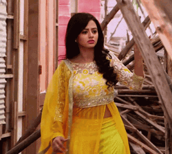 Helly Shah Yellow Dress GIF