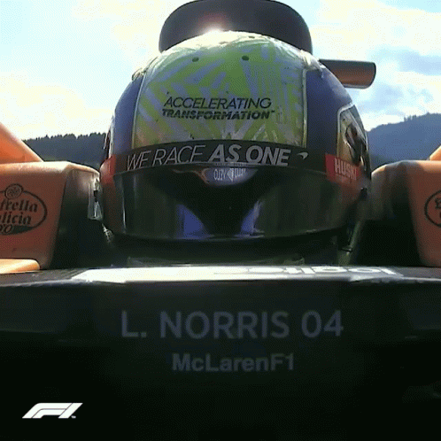 Helmet Saying We Race As One GIF