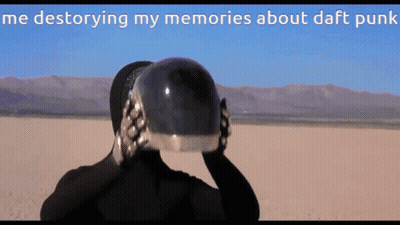 Helmeted Man Me Destorying Daft Punk Memories GIF