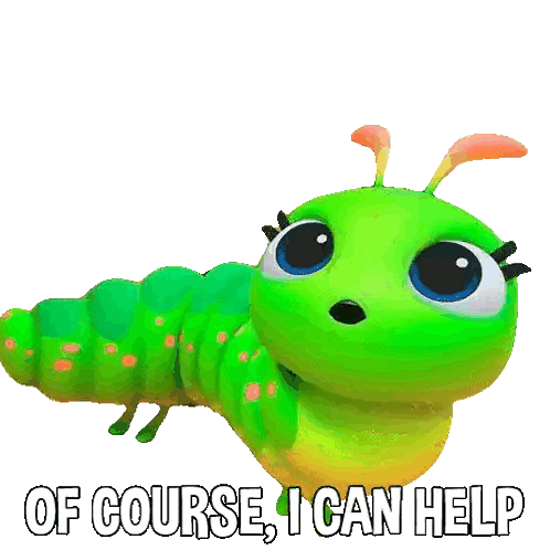 Help Words Behind Green Caterpillar Sticker