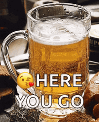 Here You Go Bubbly Beer Jug GIF