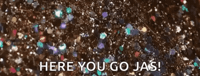 Here You Go Jas Brown Confetti Background GIF