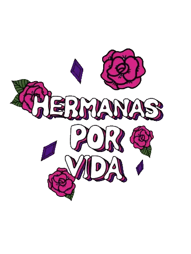 Hermanas Por Vida Poster With Pink Roses And Diamonds Sticker