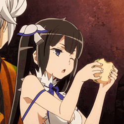 Hestia DanMachi Talking Burger GIF