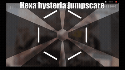 Hexa Hysteria Jumpscare Is Written On The Screen GIF