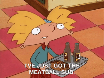 Hey Arnold Holding Tray With Meatball Sub GIF