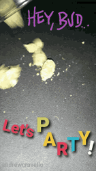 Hey Bud Let's Party Falling Bread Crumbs GIF
