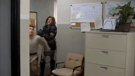Hey You Guys ADam DeVine Spin Jump GIF