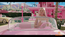 Hi Barbie Margot Robbie Driving Awkward Wave GIF