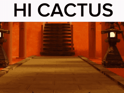 Hi Cactus Sign With Staircase GIF