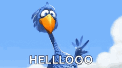 Hi There Giant Blue Bird Waving GIF