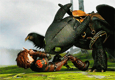 Hiccup And Toothless From How To Train Your Dragon Fighting Each Other GIF