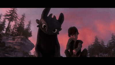 Hiccup And Toothless Sitting Together GIF