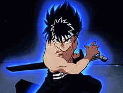Hiei Anime Pose Blazing Blue Light GIF
