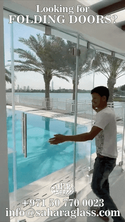 High Tech Glass Sliding Door Pool Side GIF