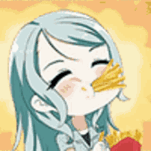 Hikawa Sayo Eating French Fries