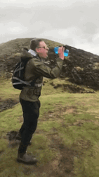 Hiker On Windy Outdoors GIF