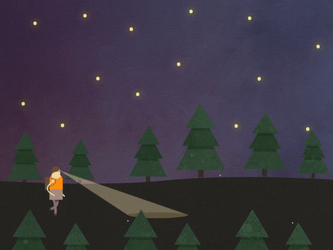 Hiking Cartoon Wearing Headlamp In Darkness GIF