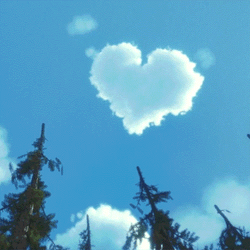 Hiking Couples Gazing At Heart Cloud GIF