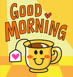 Hilarious Good Morning Coffee Cup Winking GIF