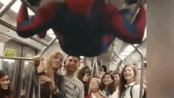 Hilarious Spiderman Upside Down Dance GIF