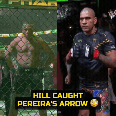 Hill Caught Pereira's Arrow In UFC Cage GIF