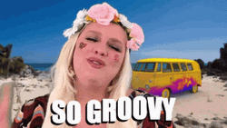 Hippie Girl With Van So Groovy GIF