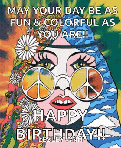 Hippie Woman With Sunglasses And Peace Sign GIF