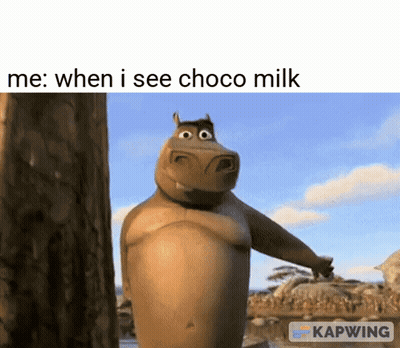 Hippopotamus Next To Tree Me When I See Choco Milk GIF