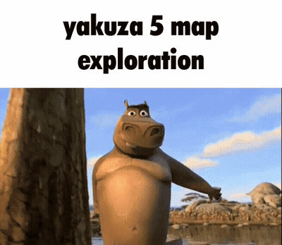 Hippopotamus Next To Tree Yakuza 5 Map Exploration GIF