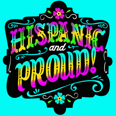 Hispanic And Proud Sign Blue Background GIF