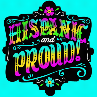 Hispanic And Proud Sign Blue Background GIF
