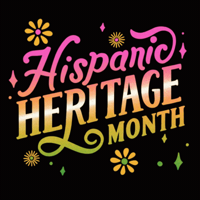 Hispanic Heritage Month Poster With Flowers And Stars GIF