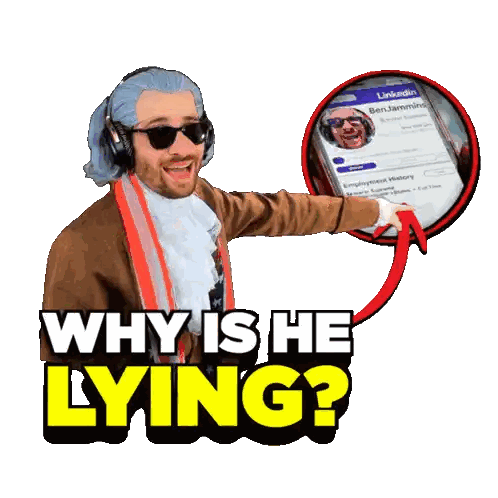 Historical Costume Man Pointing Phone Why Is He Lying Sticker