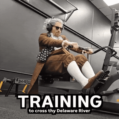Historical Man Rowing Machine Training Cross Thy Delaware GIF