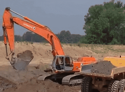 Hitachi Excavator Digging Hole GIF