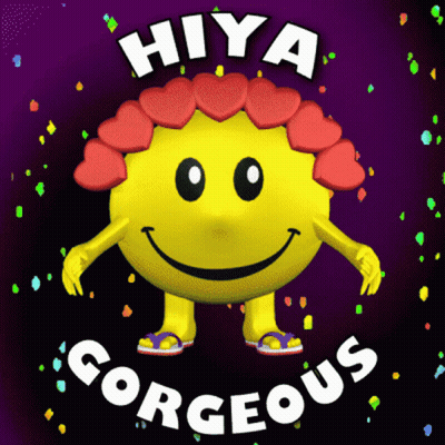Hiya Gorgeous With A Smiley Face And Hearts On It GIF