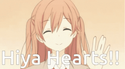 Hiya Hearts Written On A Picture Of A Girl With Pigtails GIF