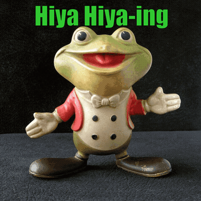 Hiya Hiya-Ing Is Written Above A Frog GIF