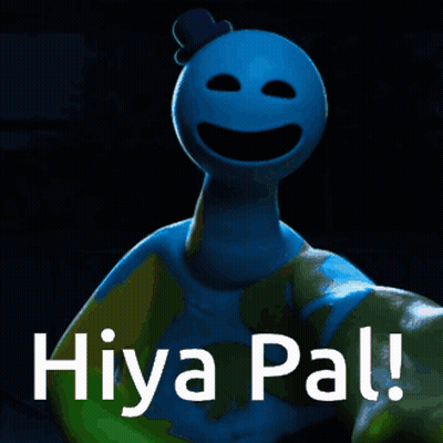 Hiya Pal Is Written On A Picture Of A Blue Monster GIF