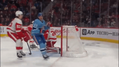 Hockey Game In Front Of Ad For App Techo-Blo GIF