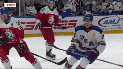 Hockey Game In Front Of AMJ Ad GIF