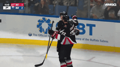Hockey Game In Front Of Buffalo Sabres Banner GIF