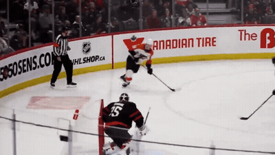 Hockey Game In Front Of Canadian Tire Ad GIF