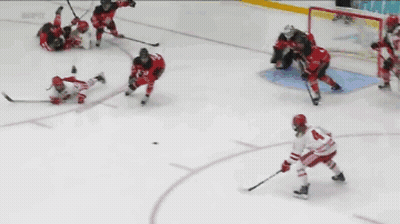 Hockey Game In Front Of Champions Banner GIF