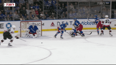 Hockey Game In Front Of Delta Airlines Banner GIF