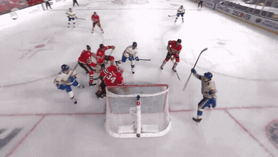 Hockey Game In Front Of Discovery Banner GIF